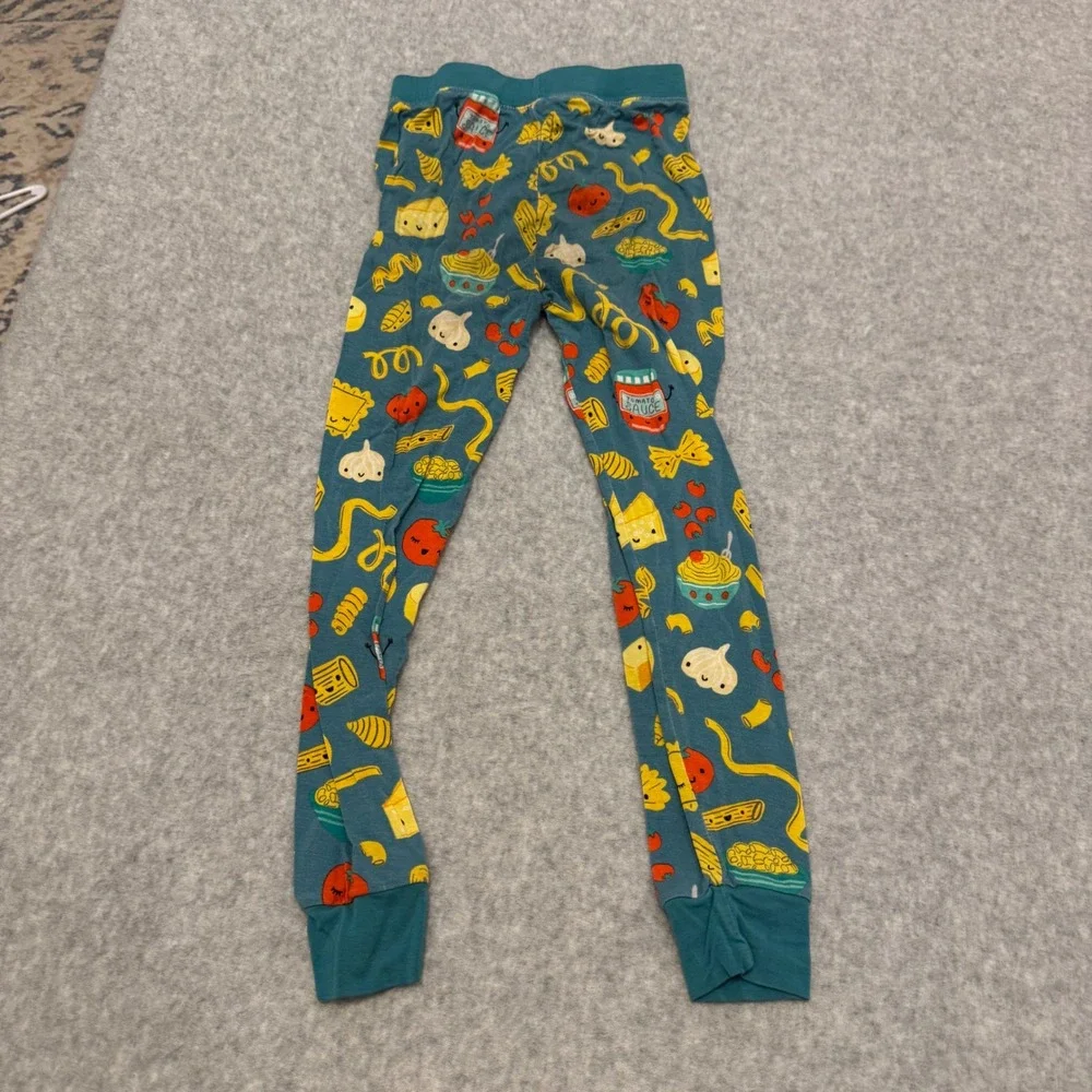 Little Sleepies Pasta Party Bamboo Pajama Set Blue 4T Toddler PJ Long Sleeve